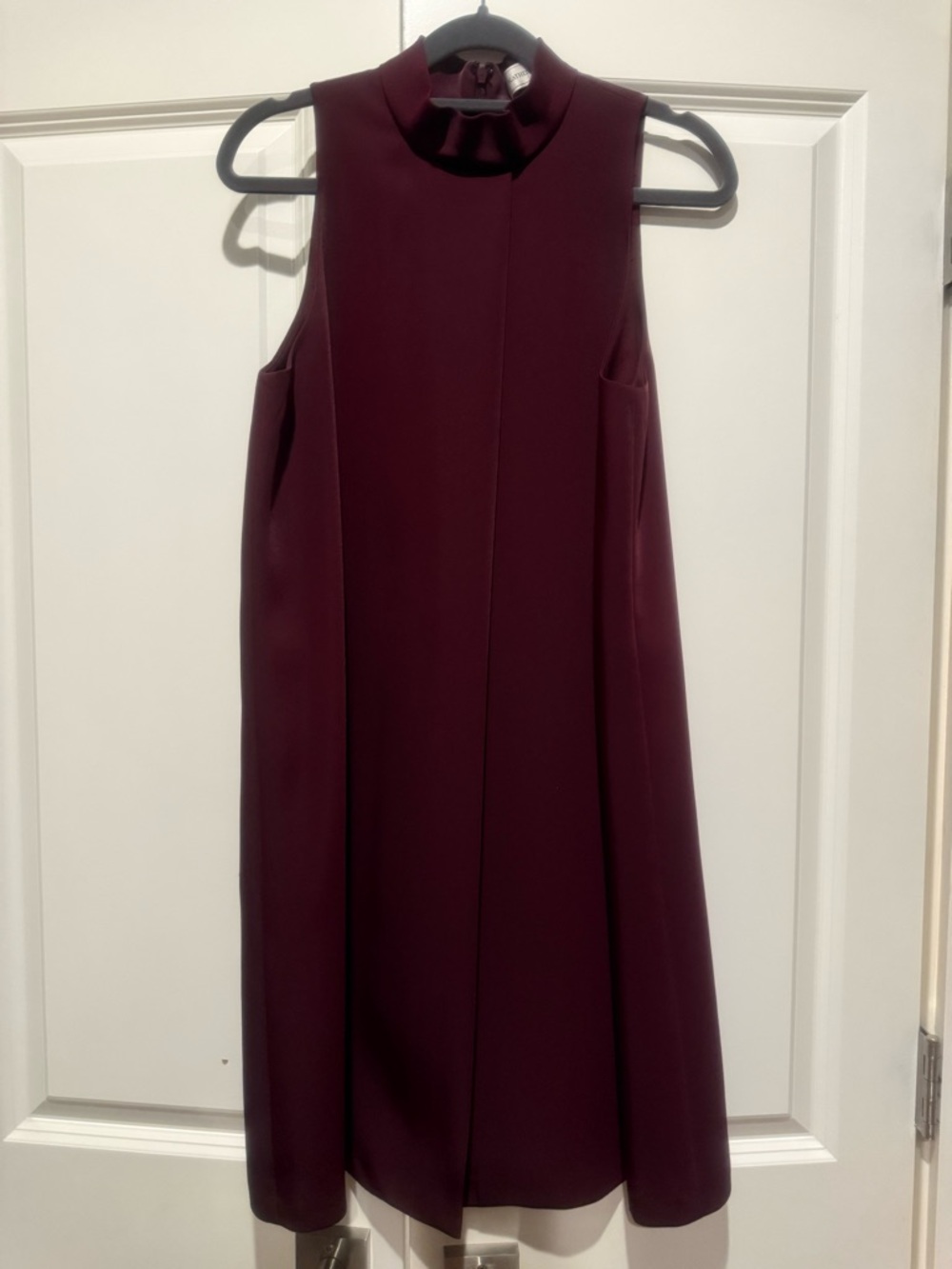 Mock Neck Sleeveless Midi Dress in Deep Wine - Size 6